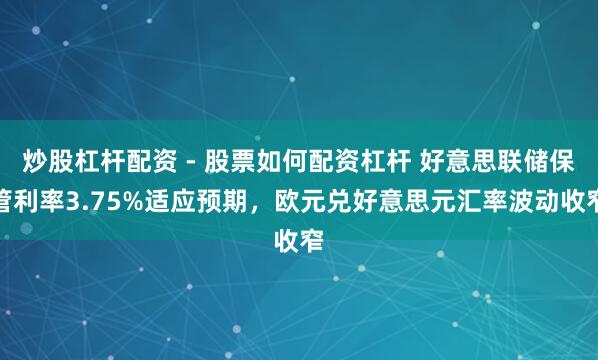炒股杠杆配资 - 股票如何配资杠杆 好意思联储保管利率3.75%适应预期，欧元兑好意思元汇率波动收窄