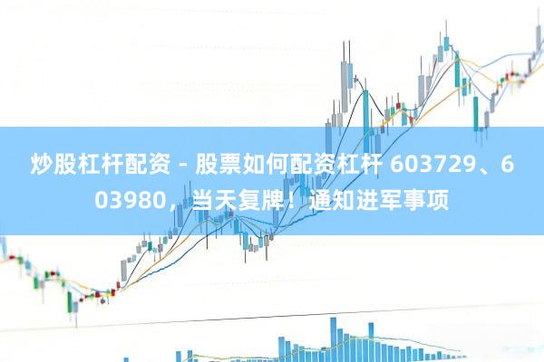 炒股杠杆配资 - 股票如何配资杠杆 603729、603980，当天复牌！通知进军事项