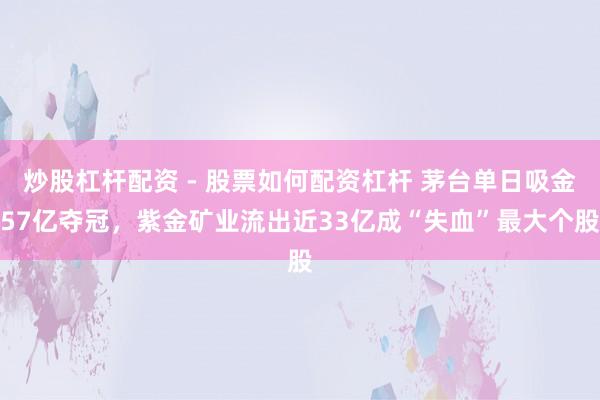 炒股杠杆配资 - 股票如何配资杠杆 茅台单日吸金57亿夺冠，紫金矿业流出近33亿成“失血”最大个股