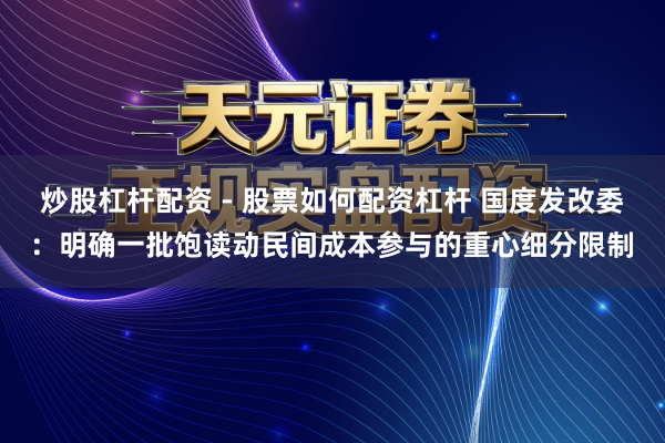 炒股杠杆配资 - 股票如何配资杠杆 国度发改委：明确一批饱读动民间成本参与的重心细分限制