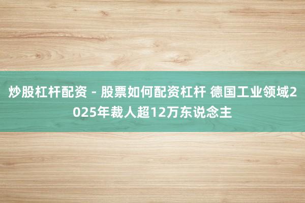 炒股杠杆配资 - 股票如何配资杠杆 德国工业领域2025年裁人超12万东说念主